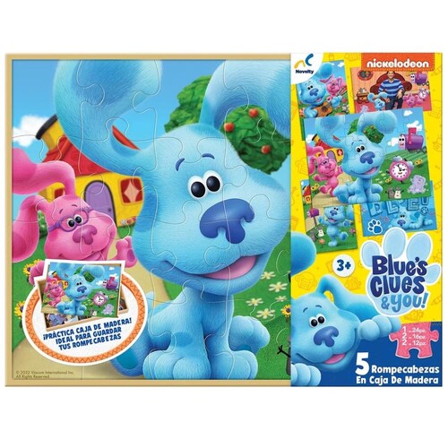 Rompecabezas 5 en 1 Pistas de Blues Clues Caja de Madera Novelty