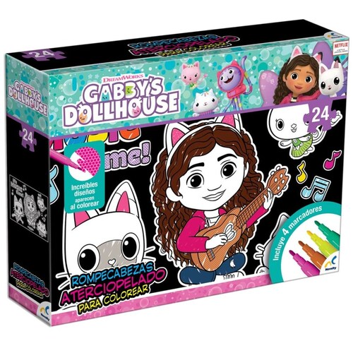 Rompecabezas Atercioelado para Colorear Gabby's Dollhouse 24 Pzas  Novelty