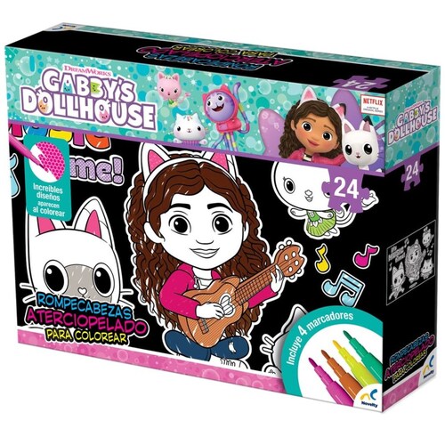 Rompecabezas Atercioelado para Colorear Gabby's Dollhouse 24 Pzas  Novelty