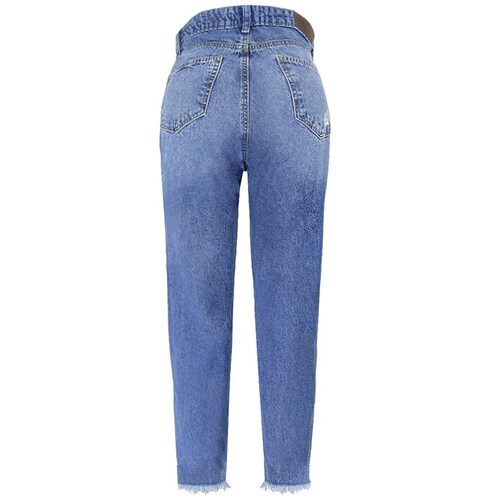 Jeans Mom Fit Cintura Alta Destruc Mussa