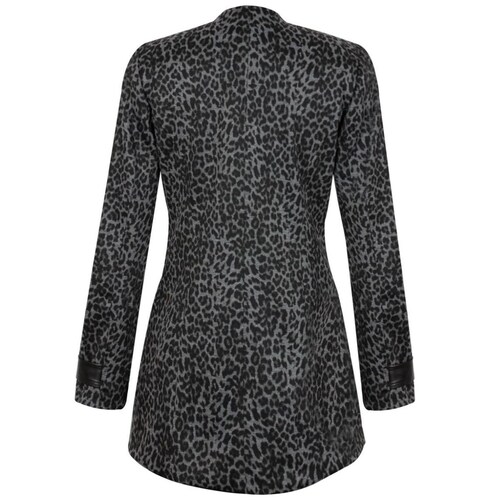Abrigo para Mujer Manga Larga Cuello Solapa Diseño: Animal Print con Vinipiel Elle