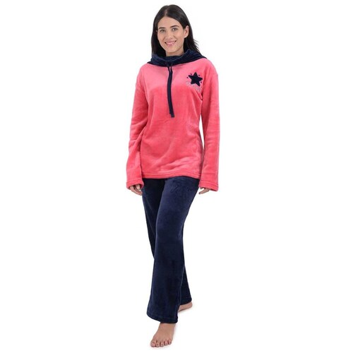 Pijama Flannel Playera Manga Larga Y Pantalón para Mujer