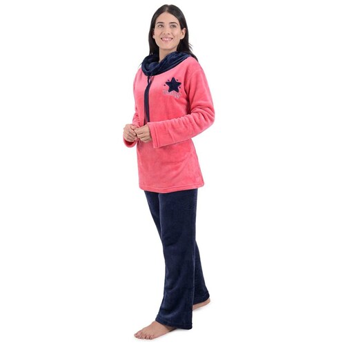 Pijama Flannel Playera Manga Larga Y Pantalón para Mujer