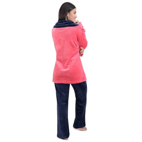 Pijama Flannel Playera Manga Larga Y Pantalón para Mujer