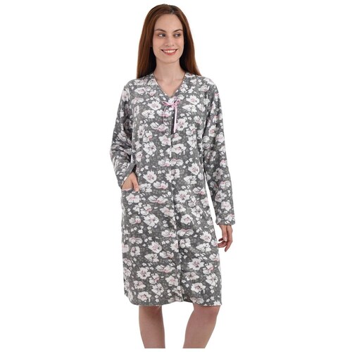 Bata Polar Escote V Manga Larga para Mujer