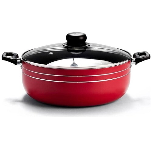 Cacerola con Tapa Vidrio 28 Cm Roja 6.6 Lts  66729  Lamex