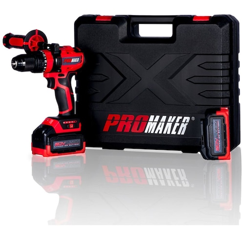 Taladro Inalámbrico Percutor 20 V Estuche y 2 Cargadores Inteligentes Promaker