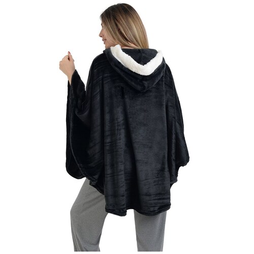 Poncho Flannel con Gorro para Mujer