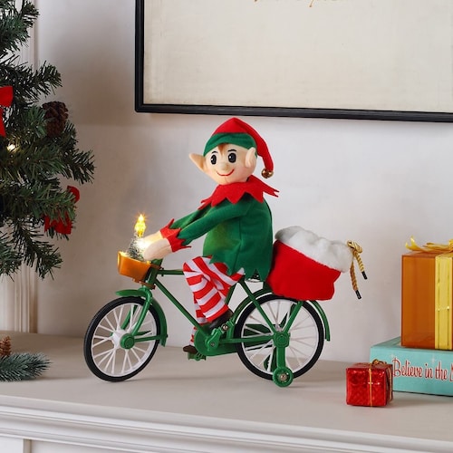 Duende en Bicicleta Animado Mr. Christmas 27 Cm