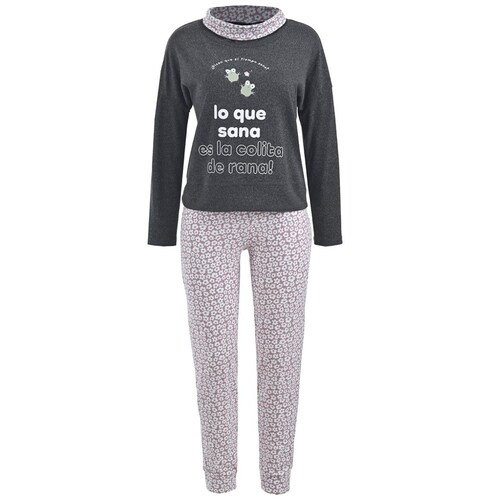Pijama Playera Manga Larga Ranas Y Pantalon para Mujer