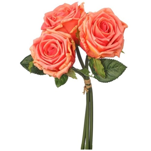 Ramo de Tres Rosas Color Coral 28 Cm Vintage Home