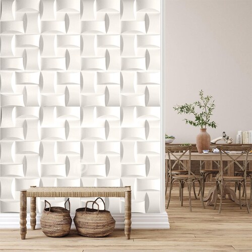 Panel Decorativo 3D para Muros Enlace Blanco 50 X 50 Cm  Deco Pvc
