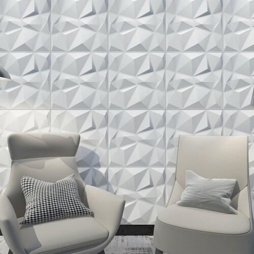 Panel Decorativo 3D para Muros Cuarzo Blanco 50 X 50 Cm Deco Pvc
