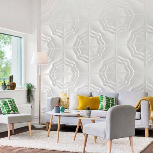 Panel Decorativo 3D para Muros Caracol Blanco 50 X 50 Deco Pvc