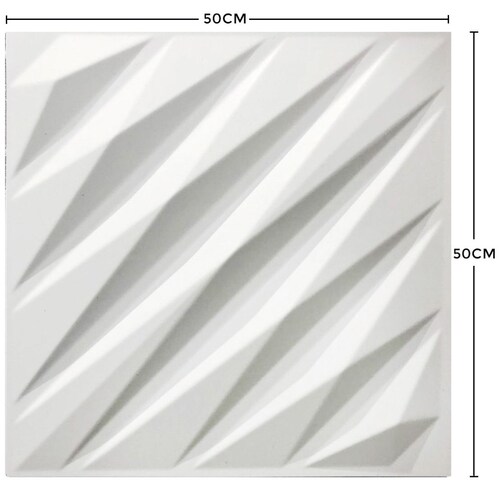 Panel Decorativo 3D para Muros Diagonal Blanco 50 X 50 Cm Deco Pvc