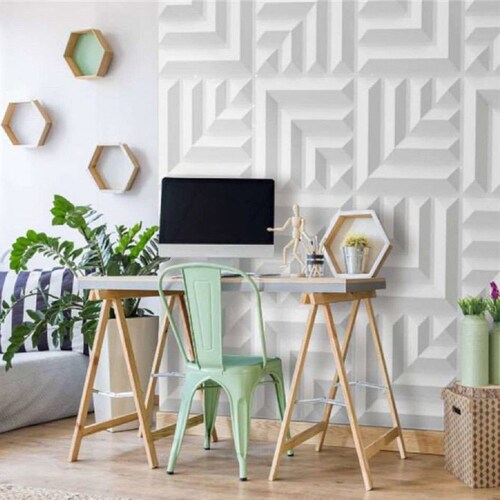 Panel Decorativo 3D para Muros Escuadra Blanco 50 X 50 Cm Deco Pvc