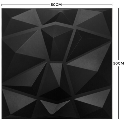Panel Decorativo 3D Cuarzo Negro para Muros 50 X 50 Cm Deco Pvc