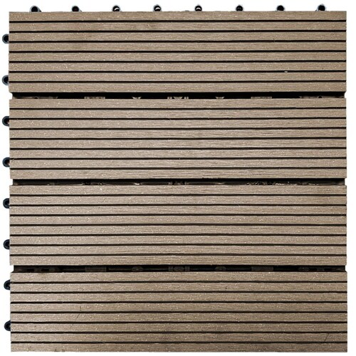 Piso para Jardín Modular Deck Chocolate Tipo Madera 30X30 Deco Pvc