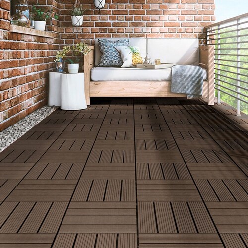 Piso para Jardín Modular Deck Chocolate Tipo Madera 30X30 Deco Pvc