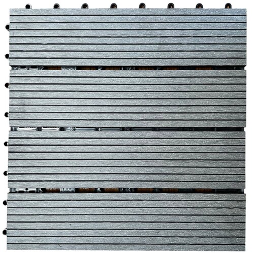 Piso para Jardín Modular Deck Gris Tipo Madera 30X30 Cm  Deco Pvc