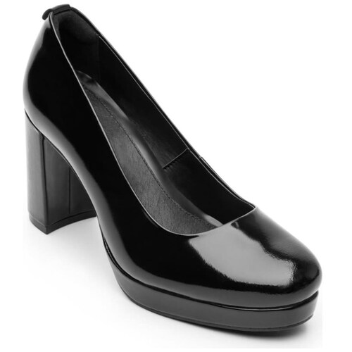 Zapatilla Media Plataforma de Charol Negra Flexi