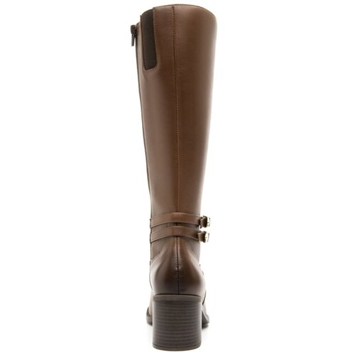 Bota Lisa Alta con Hebillas Café Flexi
