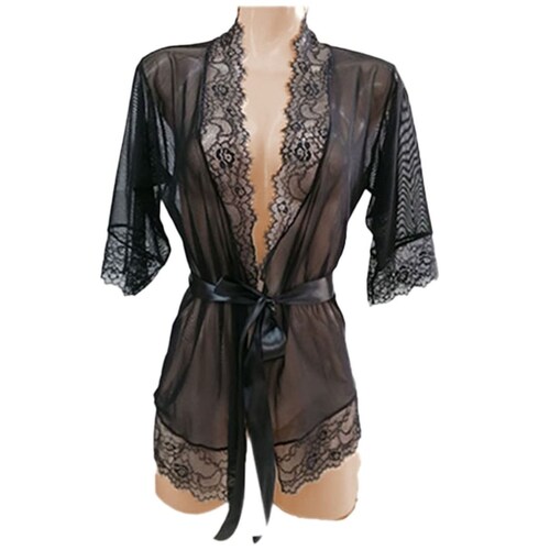 Kimono Mesh Cintura con Listón Zelina 9700N