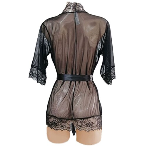 Kimono Mesh Cintura con Listón Zelina 9700N