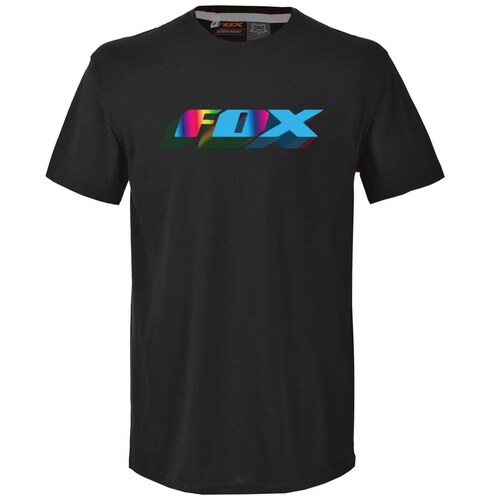 Playera Negra Fox Tela Suave Logo 22 171 para Hombre