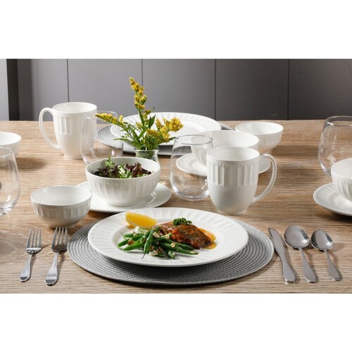 Set Vajilla Extravagant 72 Piezas Grabada Porcelana Blanca  Gourmet Expressions