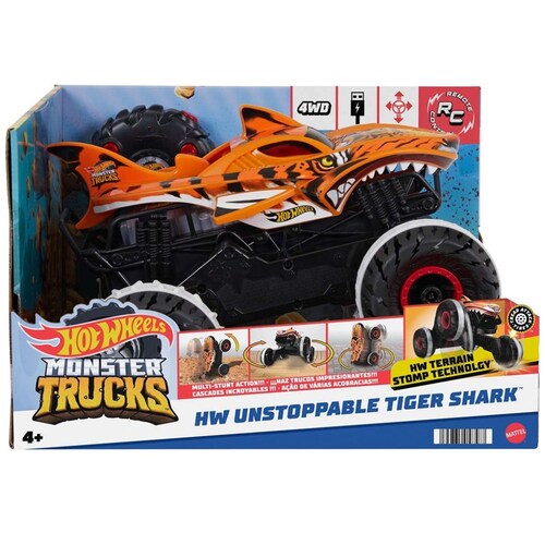 Vehículo Juguete Hot Wheels Monster Trucks Tiger Shark 1:15
