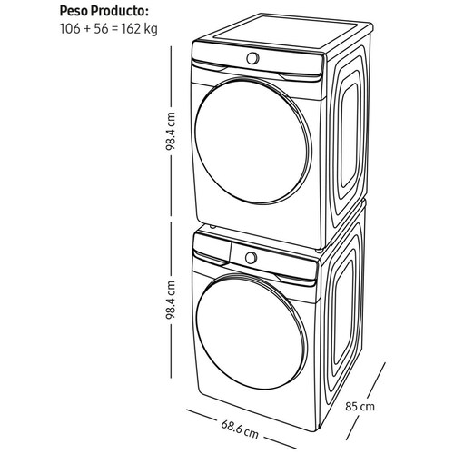 Centro de Lavado Negro Samsung 25Kg Wd25A8900Vsp
