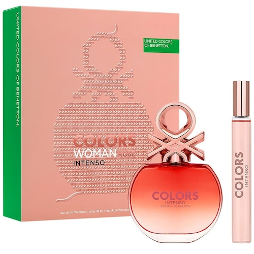 Benetton Colors Woman Rose Intenso Set para Mujer  Fragancia Edp 80Ml + Vial 10Ml
