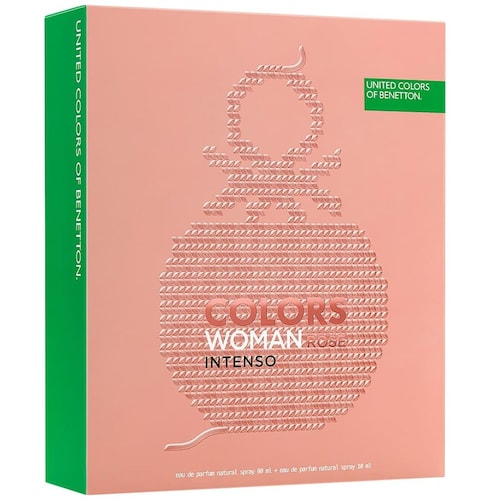 Benetton Colors Woman Rose Intenso Set para Mujer  Fragancia Edp 80Ml + Vial 10Ml
