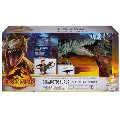 Jurassic World Super Colossal Pack con 10 Mini Dinosaurios