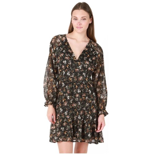 Vestido con Cuello en V Manga Larga