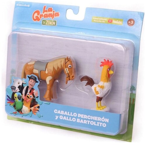 La Granja Blister de 2 Figuras de Plástico Gallo, Caballo