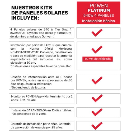 Set 4 Paneles Solares Powen 540W