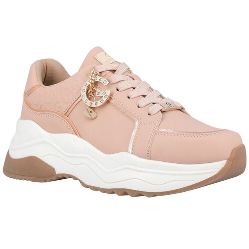 Tenis para Mujer Elaborado en Material Sintético con Aplicación Herraje, Estampado Liso, Forro Textil, Suela de Inyección,  Fijación Agujeta, Color Carne G By Guess