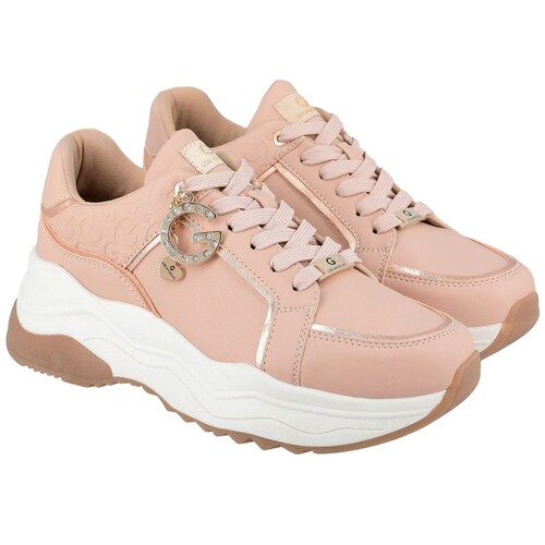 Tenis para Mujer Elaborado en Material Sintético con Aplicación Herraje, Estampado Liso, Forro Textil, Suela de Inyección,  Fijación Agujeta, Color Carne G By Guess