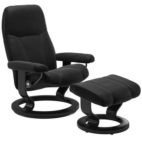 Reclinable Crema con Taburete Mediano Clas Piel Crema Stressless