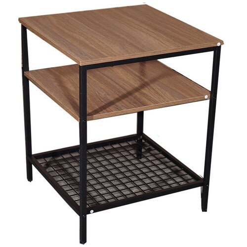 Home Nature Mesa Auxiliar de 3 Niveles Material Madera y Metal 56*45*45 Cm