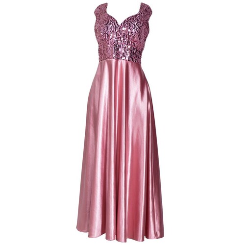 Vestido Largo Talle en Combinación de Satin