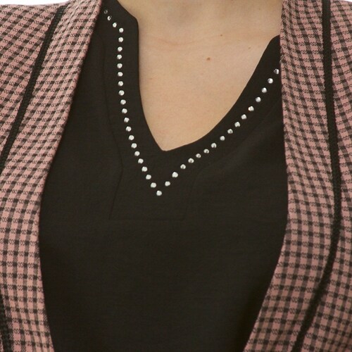 Conjunto de 3 Piezas Saco Combinado Top Liso para Dama Diva