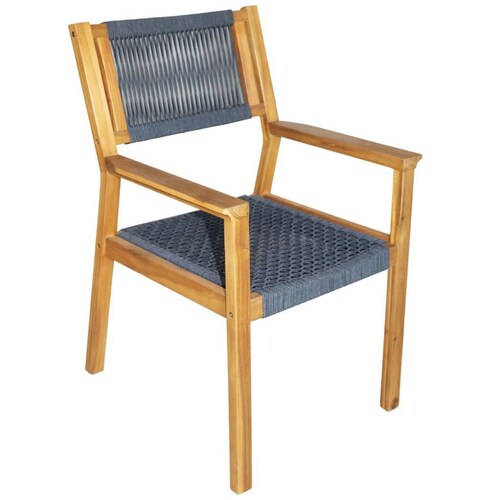 Silla de Madera para Exterior Ibiza  Y Cuerda Gris Lottus