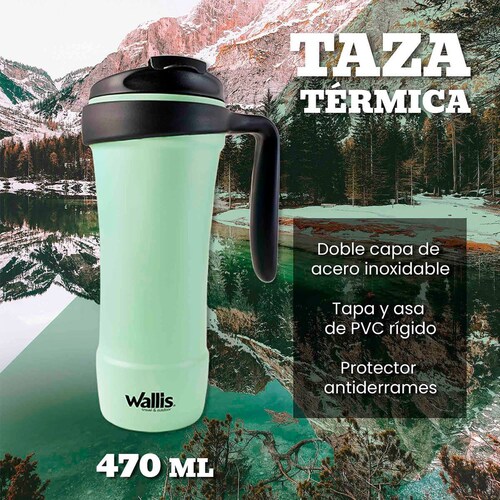 Taza Térmica Verde Menta con Negro Wallis
