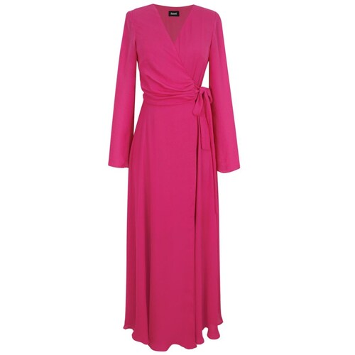 Vestido Basel Manga Larga Campana Cuello V Diseño Maxi