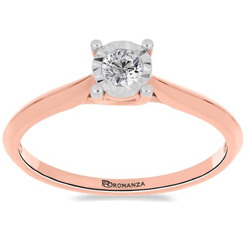 Solitario Oro Rosa 14K y 0.15 Ct Diamante Romanza