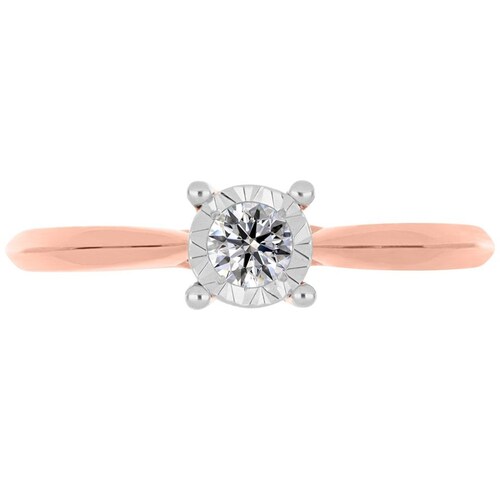 Solitario Oro Rosa 14K y 0.15 Ct Diamante Romanza