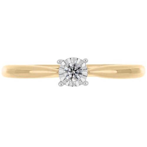 Solitario Oro Amarillo14K y 0.06 Ct Diamante Romanza